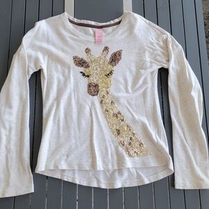 Copper Key Cream Long Sleeve with Sequin Giraffe Girls Med 10/12